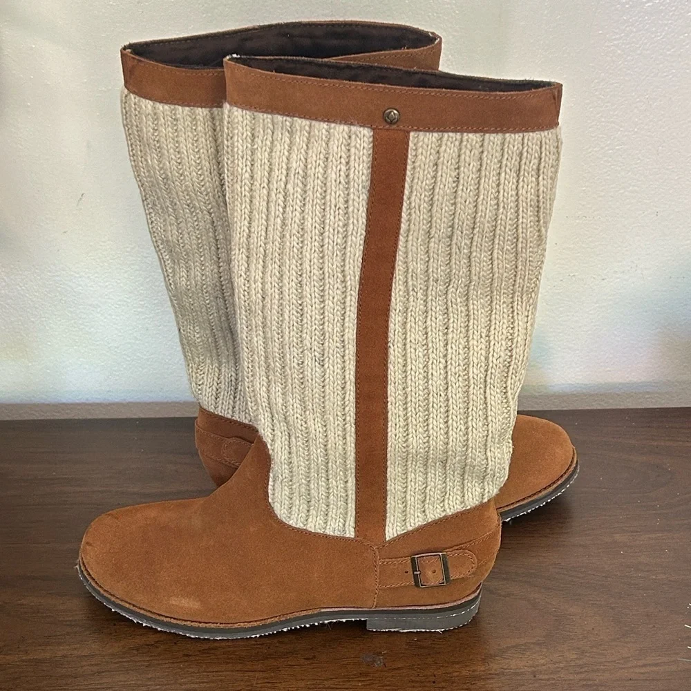 REEF Autumn Star Boots Women’s 8 Winter Tan Brown Cream New warm Tall